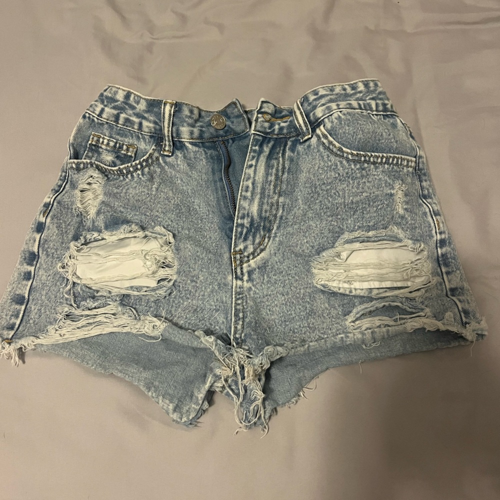 Distressed Denim Jean Shorts